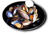 A bowl of mouth-watering local mussels awaits ...